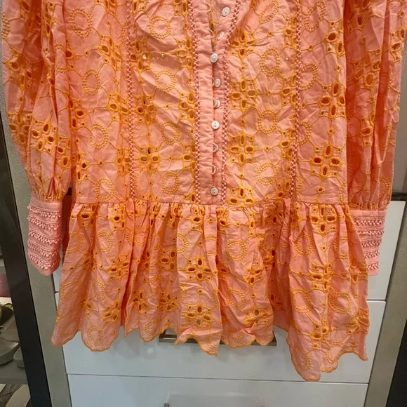 IC COLLECTION Peach and Yellow Embroidered Top - Picture 5 of 8